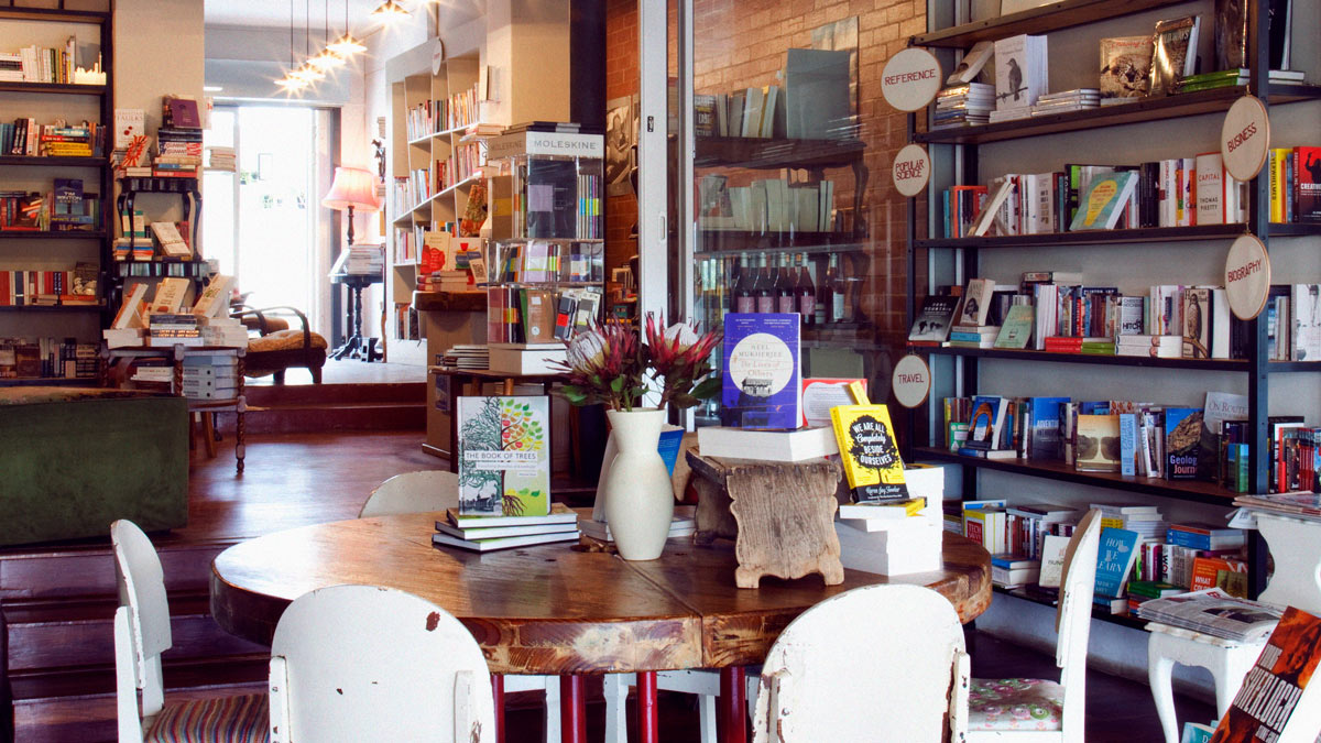 Reading table at Love Books bookstore in Melville Johannesburg South Africa